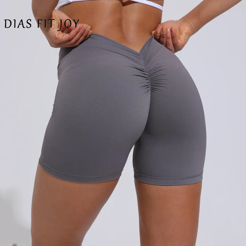 High Waisted V-Back Yoga Shorts - Women's Athletic Compression Shorts